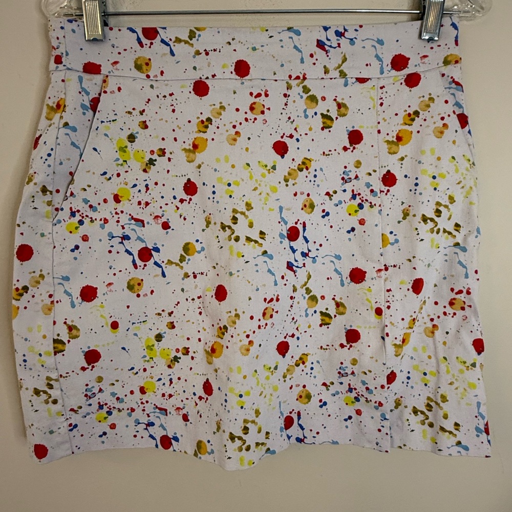 Crazy Larry skort retro 80s paint splatter pattern SZ 10